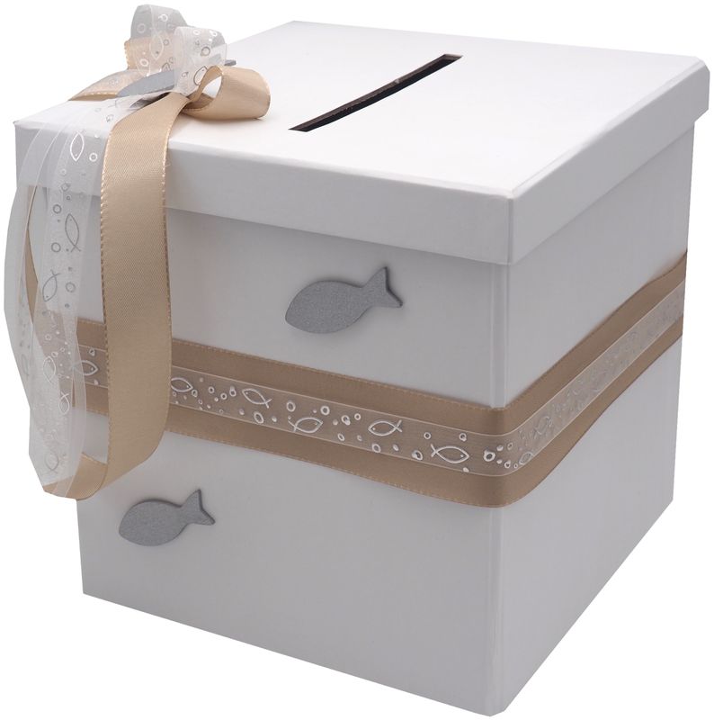 Briefbox Kommunion Konfirmation Taupe Kartenbox Tischdeko