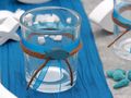 2x Teelichtglas Kommunion Konfirmation Tischdeko Petrol Fisch Vintage ISAAK 2