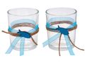 2x Teelichtglas Kommunion Konfirmation Tischdeko Petrol Fisch Vintage ISAAK 1