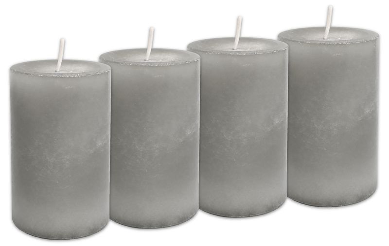 4 Stumpenkerzen Kerzen Hellgrau Grau Hochzeit Kommunion Konfirmation Tischdeko Deko