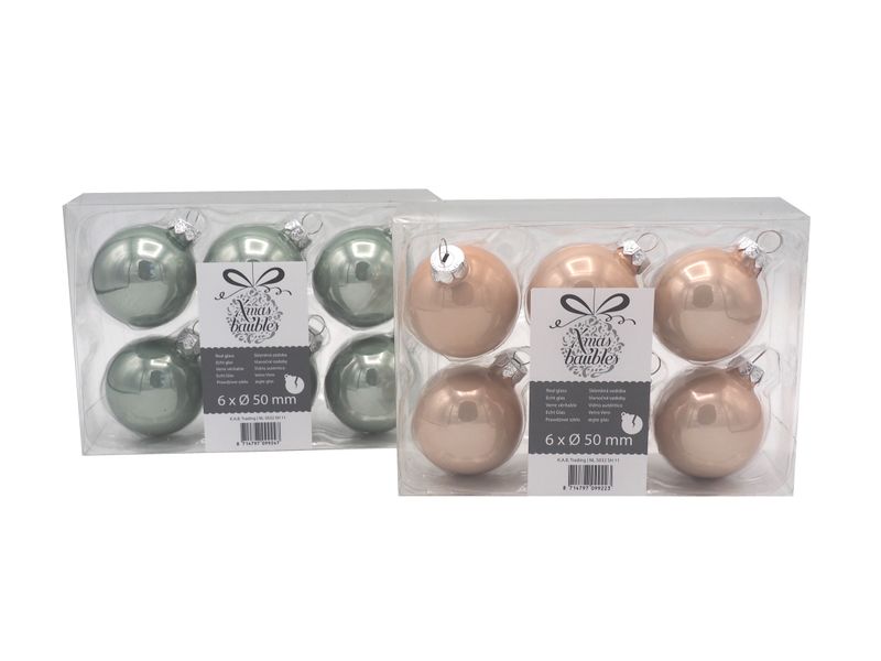 Christbaumschmuck Salbei Rosa Ø 5cm Weihnachten Deko Christbaumkugeln  Glas 6Stück
