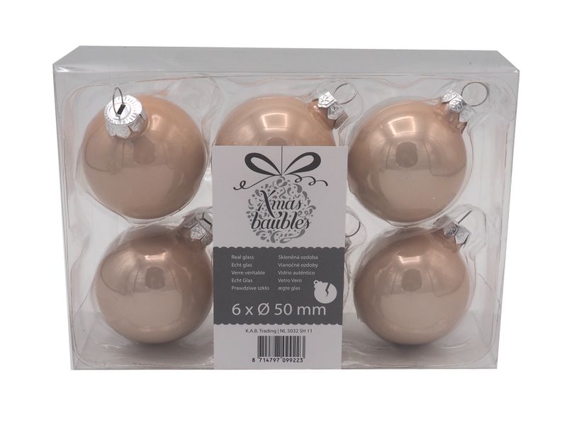 Christbaumschmuck Salbei Rosa Ø 5cm Weihnachten Deko Christbaumkugeln  Glas 6Stück