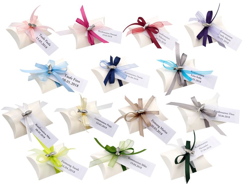 10x Gastgeschenk Fisch mit Namen Bedruckt Personalisiert Taufe Kommunion Konfirmation
