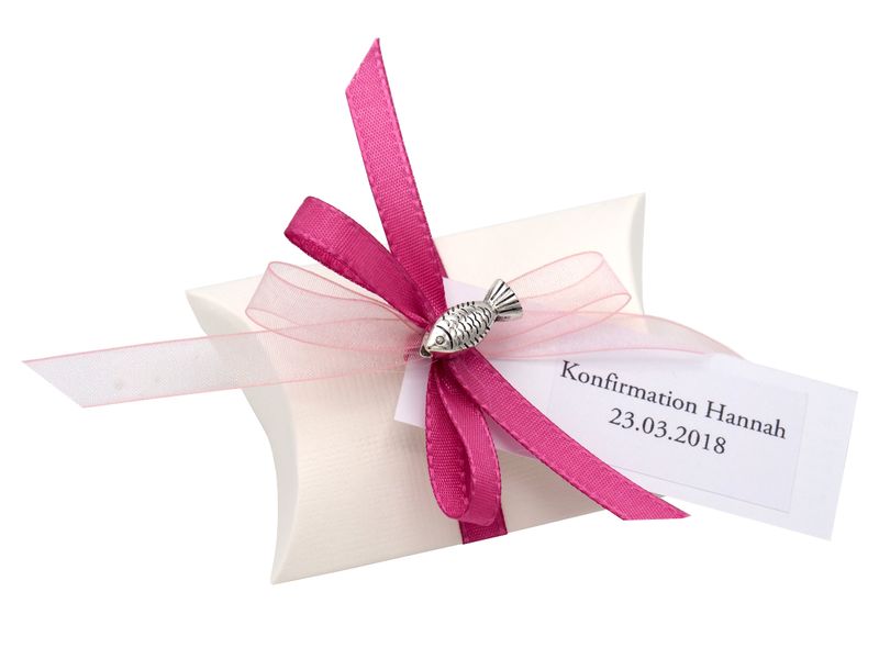 10x Gastgeschenk Fisch mit Namen Bedruckt Pink Personalisiert Taufe Kommunion Konfirmation