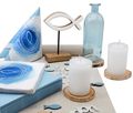 Kommunion Konfirmation Deko SET in Blau -Weiß -Natur für eine harmonischeTischgestaltung im christlichen Fisch Design  3