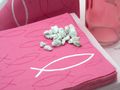 Servietten Tischdeko Kommunion Konfirmation Pink Rosa Weiß Fisch Deko SET 20 Personen 5