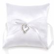 Ringkissen Hochzeit Weiß Satin Strass Herz Kissen Handgefertigt 18cm 1