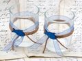 2x Teelichtglas Kommunion Konfirmation Tischdeko Blau Fisch Vintage DAVID 4
