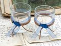 2x Teelichtglas Kommunion Konfirmation Tischdeko Blau Fisch Vintage DAVID 3