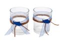 2x Teelichtglas Kommunion Konfirmation Tischdeko Blau Fisch Vintage DAVID 1