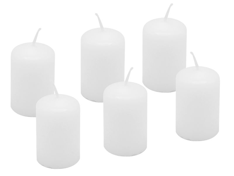 6 Votivkerzen Kerzen Tischdeko Weiß Altweiß Hochzeit Kommunion Konfirmation Taufe
