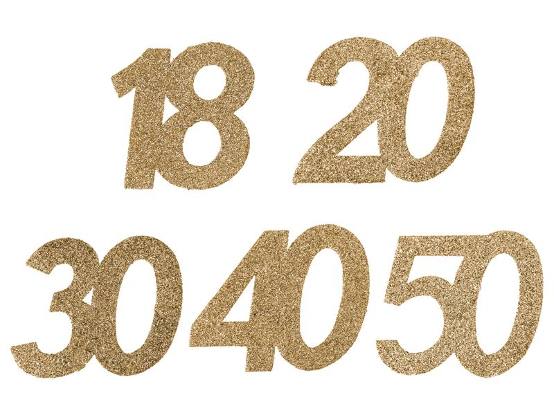6 Stück Streudeko Geburtstag Tischdeko Zahlen Gold Glitzer Jubiläum Partydeko