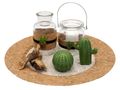 Tablett Deko Kaktus Kork Grün Natur Tischdeko Sommer Garten 1