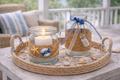 Maritime Deko SET– Vase & Windlicht Set aus Glas mit Anker & Rettungsring in Blau 3