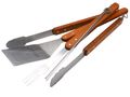 Grillbesteck Edelstahl Holz BBQ 7-teilig Grillzubehör Grillutensilien Grillzange Grillgabel Grillgutwender Holzgriff 1