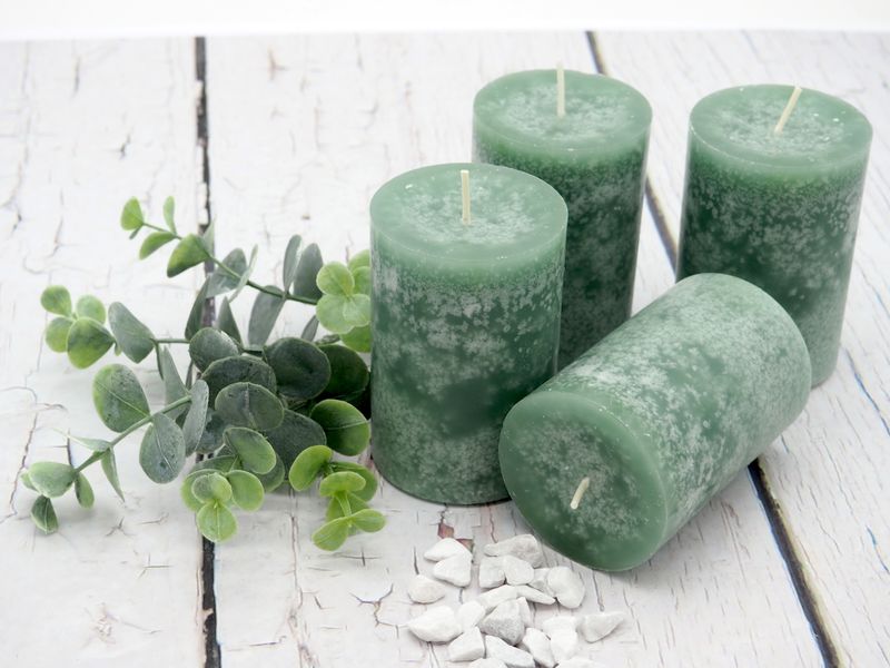 4 Stumpenkerzen Kerzen Grün Mint Salbei Tischdeko Hochzeit Kommunion Konfirmation Adventskranz