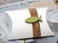 2 Gastgeschenke Schachtel Kork Fisch Holz Grün Basteln Kartonage Tischdeko Kommunion Konfirmation  2
