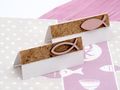 10 Tischkarten Namenskarten Fisch Rosa Holz Kork Tischdeko Kommunion Konfirmation Taufe 4