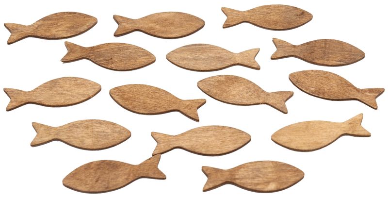 Tischdeko Streudeko Fische Holz 15 Stück Natur Petrol Silber Gold Mauve Lila Grün Kommunion Konfirmation