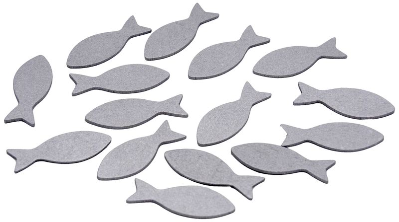 Tischdeko Streudeko Fische Holz 15 Stück Natur Petrol Silber Gold Mauve Lila Grün Kommunion Konfirmation