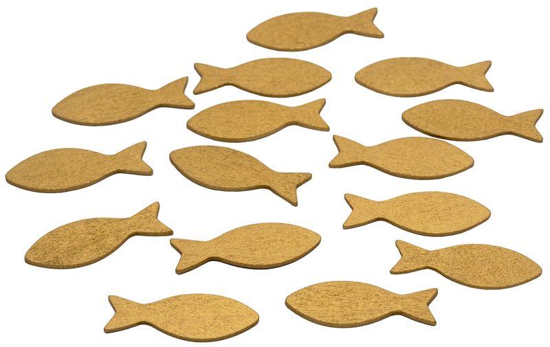 Tischdeko Streudeko Fische Holz 15 Stück Natur Petrol Silber Gold Mauve Lila Grün Kommunion Konfirmation