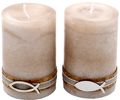 2 Stumpenkerzen Kerzen Sand Beige Braun Kork Fisch Creme Tischdeko Kerzendeko Kommunion Konfirmation  1