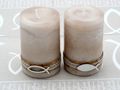 2 Stumpenkerzen Kerzen Sand Beige Braun Kork Fisch Creme Tischdeko Kerzendeko Kommunion Konfirmation  2