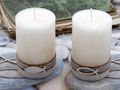 2 Stumpenkerzen Kerzen Weiß Kork Fisch Creme Tischdeko Kerzendeko Kommunion Konfirmation  4