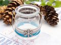 Windlicht mit Henkel Weihnachten Teelichtglas Deko Schneeflocke Eisblau Silber Tischdeko Advent Winter 2