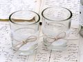 Vase + 2 Teelichtglas Tischdeko Vintage Hochzeit Spitze Mr & Mrs Creme 3