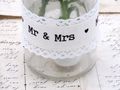 Vase + 2 Teelichtglas Tischdeko Vintage Hochzeit Spitze Mr & Mrs Creme 4
