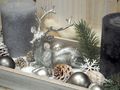 Adventsgesteck Weihnachten Weihnachtsdeko Tablett Hirsch Silber Grau Deko 3