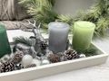 Tablett Weihnachten in Salbei Grün und Silber mit Deko Hirsch 3