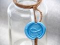 2 Vasen Kommunion Konfirmation Siegel Blau Fisch Tischdeko Hellblau Glas NOAH 3