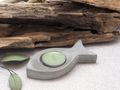 Teelichthalter Fisch in angesagter Betonoptik als Tischdekoration zur Kommunion oder Konfirmation 2