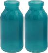 2 Vasen Flaschen Petrol Blau Grün Kommunion Konfirmation Tischdekoration Blumenvase Glas 1