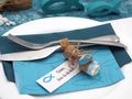 5 Gastgeschenke Kommunion Konfirmation Taufe Glasröhrchen 5cm Petrol Fisch Anhänger Kärtchen Schön, dass du da bist 5