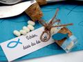 5 Gastgeschenke Kommunion Konfirmation Taufe Glasröhrchen 5cm Petrol Fisch Anhänger Kärtchen Schön, dass du da bist 6