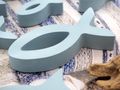Fische Deko Figur Blau Taubenblau Tischaufsteller Aufsteller Tischdeko Kommunion Konfirmation 8 Stück 3