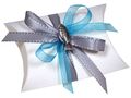 Gastgeschenk Schachtel Fisch Türkis Grau Kommunion Konfirmation Tischdeko Deko 1