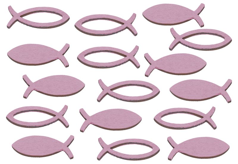 Streudeko Fische Holz 16 Stück Grün Rosa Weiß Türkis Grau Kommunion Konfirmation Tischdeko 