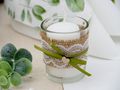 2 Teelichthalter Teelichtgläser Hochzeit Geburtstag Vintage Tischdeko Deko Kerzengläser Jute Spitze JOLIEN 2