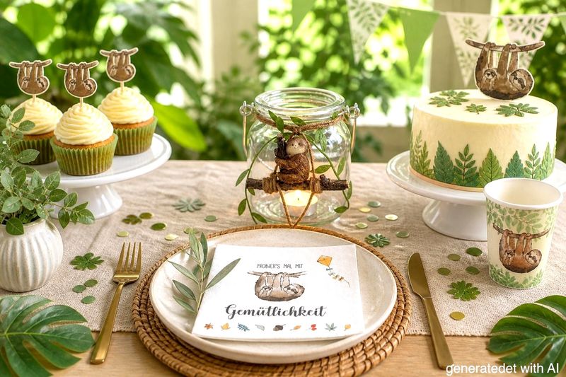 Windlicht Tischdeko Faultier Sitzend Glas Kindergeburtstag Kerzenhalter