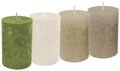 4 Kerzen Stumpenkerzen Tischdeko Grün Beige Creme Braun Adventskerzen Deko 1