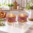 Tischdeko Oktoberfest Bayrisch Geburtstag - 2 Windlichter Glas Karo Rot Party Deko 2