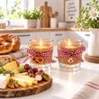 Windlicht Oktoberfest Karo Rot mit Brezel Herz mit Edelweiß - Deko Party 2 Stück 3