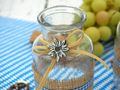 Tischdeko Oktoberfest Bayern 2 Vasen Glas Blau Weiß Kariert Enzian Party Deko 4