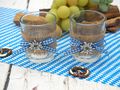 Tischdeko Oktoberfest Bayern 2 Teelichthalter Teelichtgläser Blau Weiß Enzian Party Deko 2