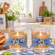 Tischdeko Oktoberfest Bayern Windlicht Glas Blau Weiß Party Deko Biergarten 2 Stück 4