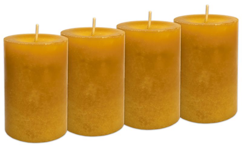 4 Stumpenkerzen Kerzen Tischdeko Kerzendeko Herbst Deko Adventskerzen Gelb Senf